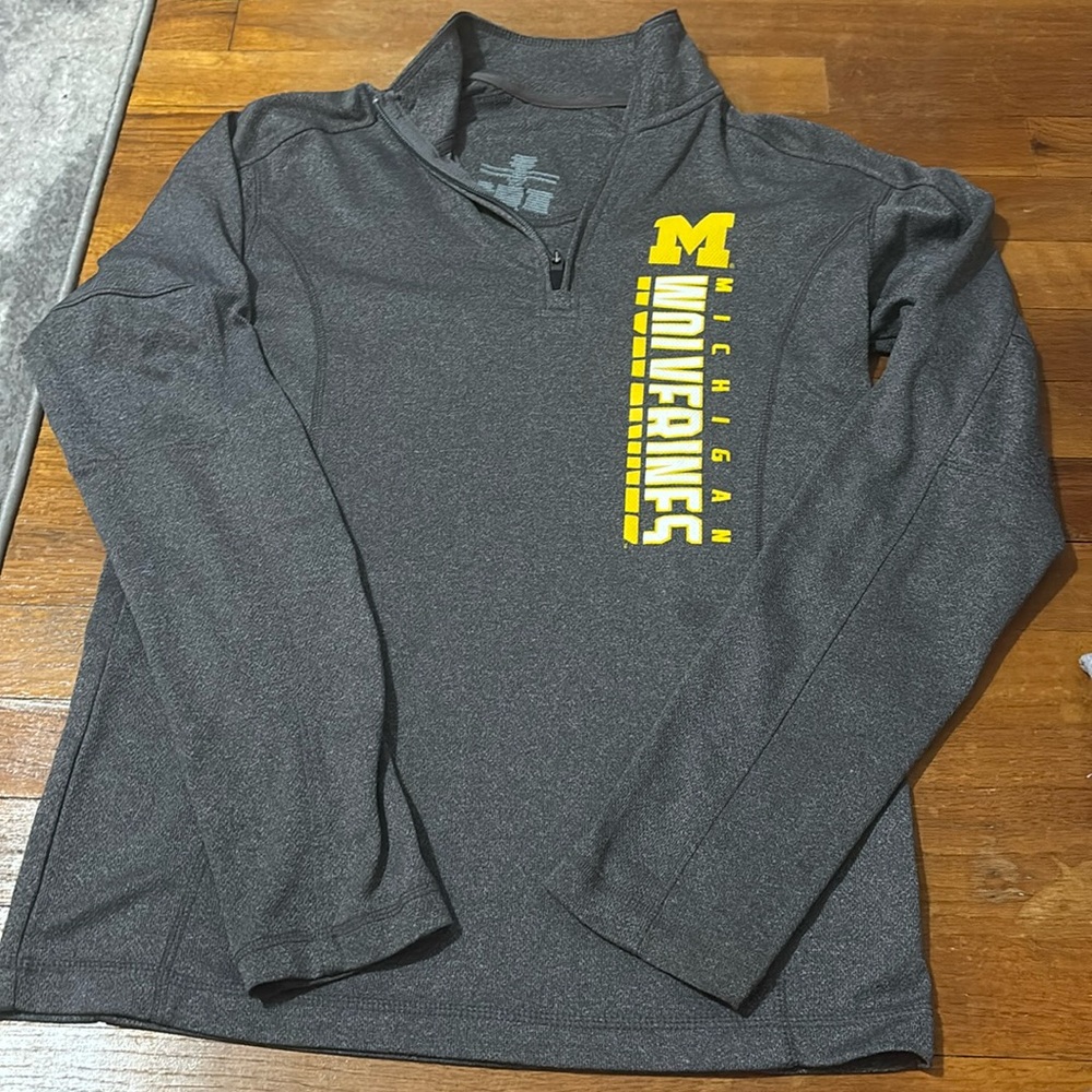 University of Michigan Gray Quarter Zip Size Small
